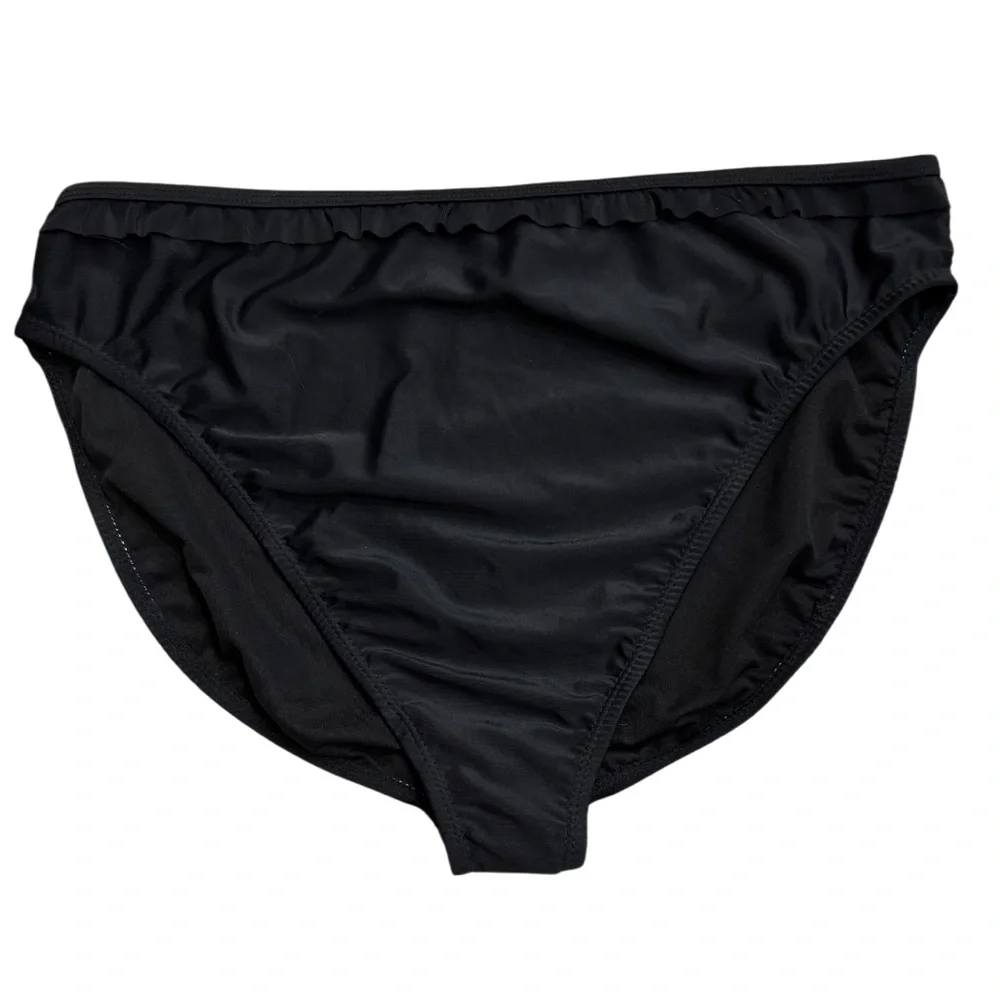 Vintage 90s Y2K Black High Waisted Bikini Bottoms Size 2X NEW Deb Ruffle Trim